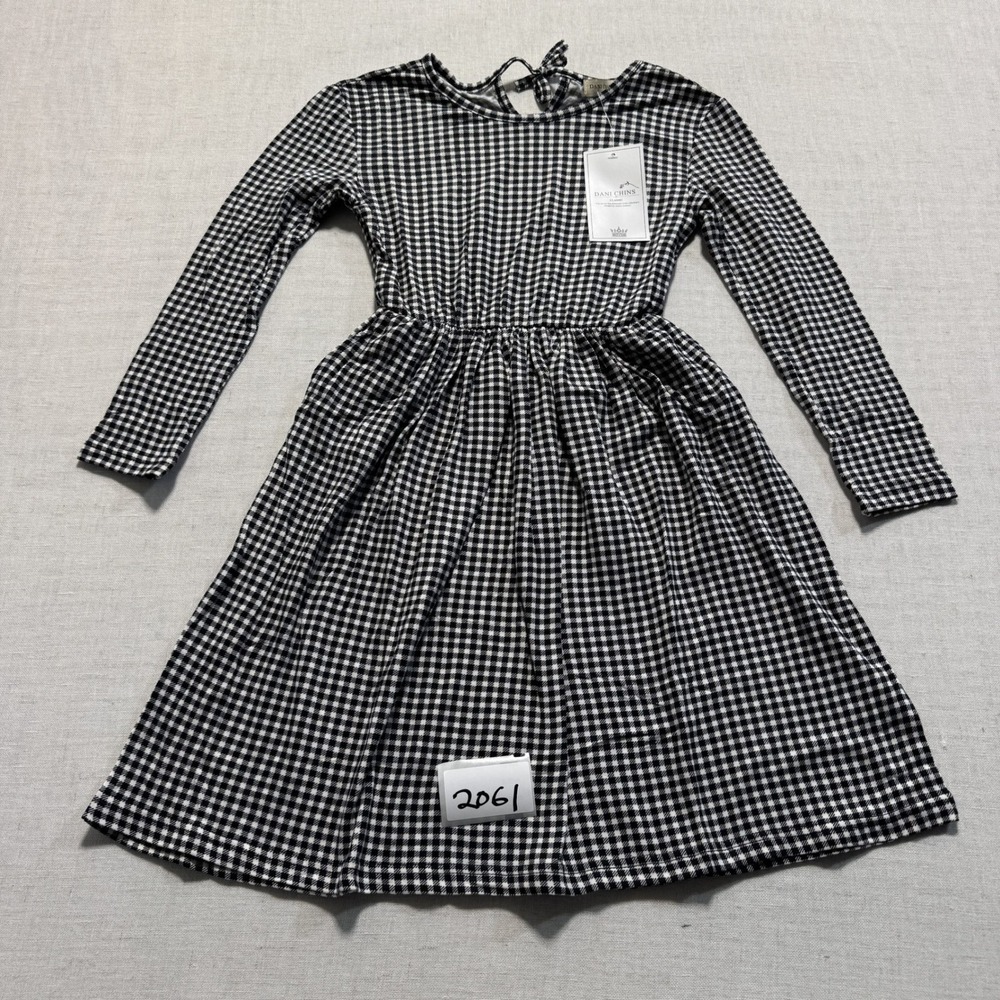 Dani Chins Gingham Dress Girls Sz 8 Black White New With Tag